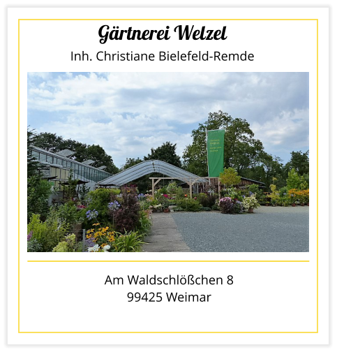 Gärtnerei Welzel  Inh. Christiane Bielefeld-Remde Am Waldschlößchen 8 99425 Weimar
